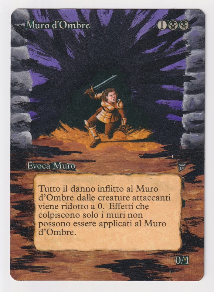 Altered Italian Wall of Shadows LP Legends MTG Magic Hand Painted Unique Art! - Image 1 of 2