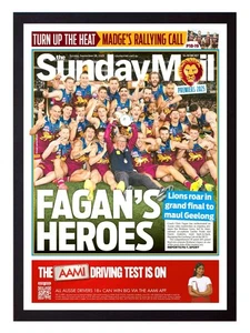 Framed 2025 Brisbane Lions AFL Premiers Football Poster - 45cm x 32cm x 3cm - Picture 1 of 4