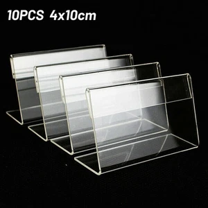 Mini Price Tag Stand Sign Holder Label Acrylic Transparent 10/15pcs Card Racks - Picture 1 of 38