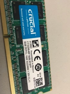Crucial 16GB (2x8) PC3-12800 DDR3L-1600 Laptop Memory Ram - Picture 1 of 4