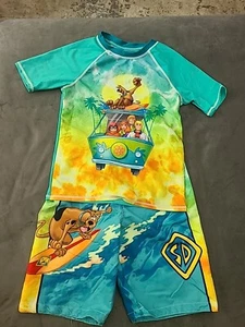 Scooby-Doo Size 10 / 12 Boys Scooby Doo Rash guard Shirt Swim Top & Swim Trunks - Picture 1 of 11