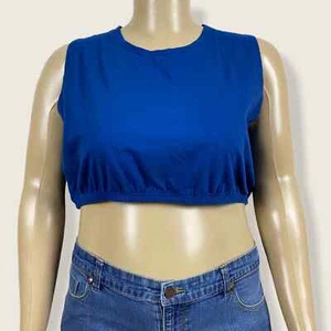 Modest T Basics blau Lagenlook bauchfreies Oberteil Shirt 2X 3X PLUS bescheidener Gummiband Saum - Bild 1 von 7