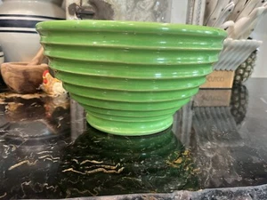Rare Color Antique Pottery Ring ware Bowl, Lime Green Unmarked 1930s. Bauer? - Picture 1 of 11