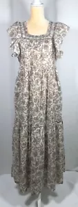 Free People Dress Maxi XS Boho Peasant 100% Cotton Short Sleeve Pockets New - Picture 1 of 12