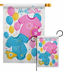 He Or She Garten Flagge Neugeborenes Feier Deko Geschenk Hof Haus Banner - Bild 1 von 17