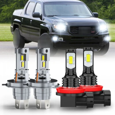 for Honda Ridgeline 2006-2014 4x LED Headlight Hi/Lo Beam+Fog Light Bulbs Kit - Image 1 of 4
