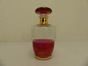 (ref288CE) Vintage Gilded & Cranberry Lidded Glass Jar - Picture 1 of 4