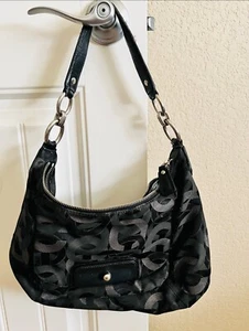 Coach Hobo Bag KRISTIN Chain Link Black Silver - Picture 1 of 8