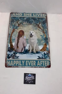 And she Lived Happily Ever After, Wall Hanging Metal Sign! Girl and her Dog - Picture 1 of 4