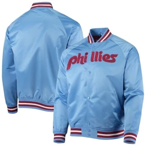 Philadelphia Phillies Mitchell & Ness Satin Jacket Blue Bryce Harper MLB sz L - Picture 1 of 5