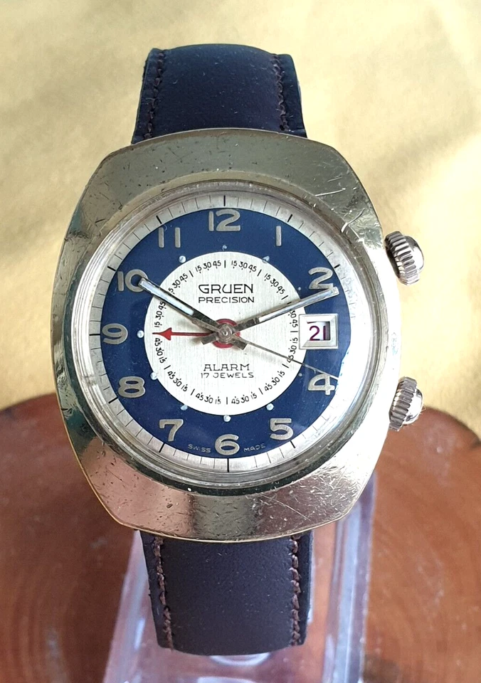 ¡Vintage! Reloj despertador Gruen Precision Bullseye original reparado funciona fuerte, Foto 1 de 4