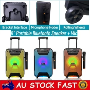 Portable Party Speaker Wireless Subwoofer Bluetooth LED Lights Speaker with Mic - Picture 1 of 15