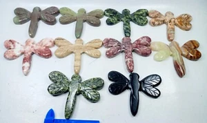 Polished Hand Carved Onyx/Calcite Dragonflies Karachi/Pakistan 10pcs carvings - Picture 1 of 10