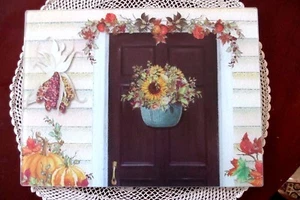 Nantucket Korb Herbst Autumn Glas Schneidebrett Serviertablett Country 11" x 15" - Bild 1 von 9