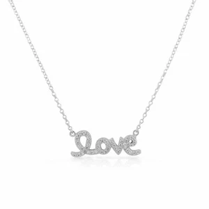 925 Sterling Silver Love Heart Charm White CZ Pendant Necklace - Picture 1 of 3