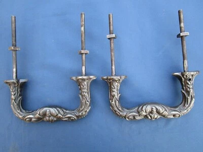 2 poignées fixes ancienne fonte décoré porte d'entrée longueur 18,7 cm - Photo 1/4