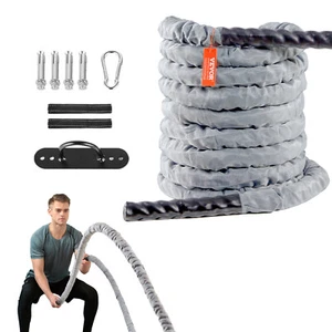 VEVOR Battle Rope 1.5" 30Ft Gym Workout Strength Training Exercise Fitness Rope - Picture 1 of 12