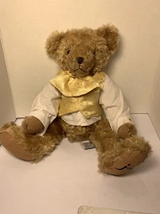 Vintage Jeffrey Tea 16" Jointed Tan Plush Teddy By Russ Tux Shirt Vest & Ascot - Picture 1 of 12