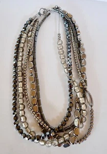 Silpada N1936 Sterling Silver Hematite Hailstone Necklace Grey Multi Strand - Picture 1 of 2