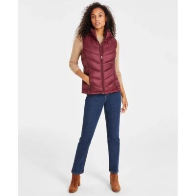 Charter Club Women's Packable Hooded Puffer Vest Garnet Size L - Image 1 of 4