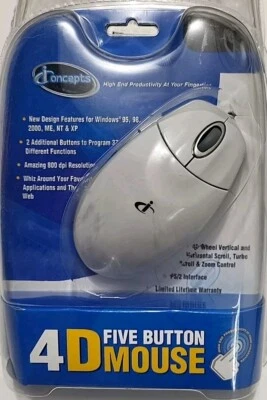 iConcepts: 4D, Five Button, Wheel Scroll Mouse (PS/2 Windows 95/98/2000/ME/NT/XP - Image 1 of 4