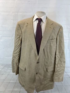SPRING/SUMMER Bill Blass Men's Beige Solid Silk Blend Blazer 48L $595 - Picture 1 of 10