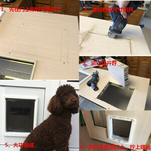 1Pc Lockable Security Pet Door Large Medium Dog Freely In and Out Gate Safety 