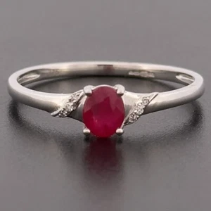 9ct White Gold Ruby & Diamond Cluster Ring Size O Hallmarked - Picture 1 of 9