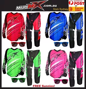 MOTOCROSS MX BMX OUTFIT(Pants+Jersey) Kids Youth Junior Dirt Bike Gear -4 Colors - Picture 1 of 21