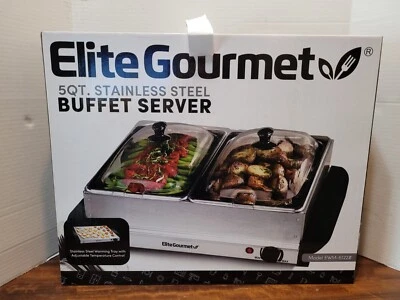 Elite Gourmet 5 cuartos doble servidor buffet calentador de alimentos, control de temperatura ¡NUEVO! Foto 1 de 4