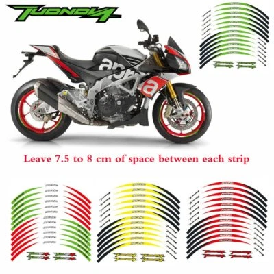 Para Aprilia TUONO V4 1100 2014-2020 LLANTA RAYAS RUEDA PEGATINA CALCOMANÍAS CINTA ADHESIVA Foto 1 de 4