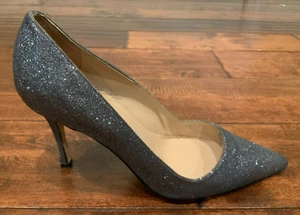 Manolo Blahnik Silber Glitzer Glitzer Pumps spitze Absätze Gr. 38,5 (IT) 8,5 (US) - Bild 1 von 9