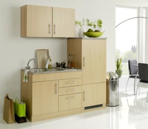 Singleküche Toronto 160cm in Buche Nachbildung mit Kühlschrank Kochmulde - Bild 1 von 8