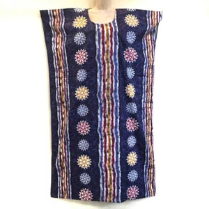 RETRO Hippie Zigeuner Böhmisches Festival ethnischer Blockdruck Kaftankleid 9077 blau - Bild 1 von 2