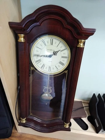 Howard Miller Lambourn Wall Pendulum Dual Chime Cherry Wood Clock 620-220 Quartz Cover