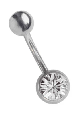 Piercing Titanio Gioiello Intimo Ombelico Banana A 1,2mm Con 5mm Sfere Cristallo - Immagine 1 di 2