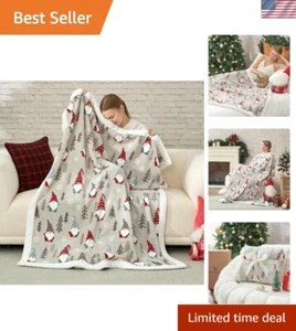 Gnome Throw Blanket Christmas Sherpa Blanket Warm Reversible Plush Throw Blan... - Picture 1 of 10