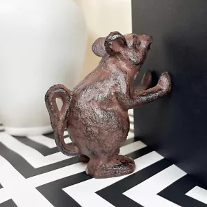 Mouse Bookend Vintage Style Cast Iron Metal Home Heavy Shelf Sitter Decoration - Picture 1 of 3