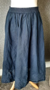 Monsoon Women's Midi Skirt M Blue 100% Cotton Midi A-Line ,nice patterned detail - Picture 1 of 6