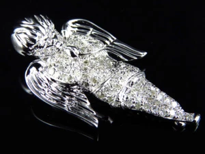 Prayer Cherub Angel 3/4 CT Real Diamond Memory Pendant 10K White Gold - Picture 1 of 5