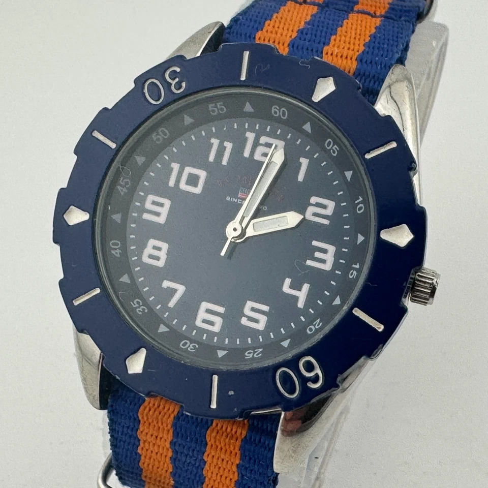 Reloj de Cuarzo US Polo Assn Mujer Plateado Azul Bisel Giratorio Analógico Batería Nueva Foto 1 de 4