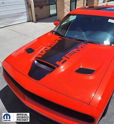 Se adapta a Dodge Challenger 2019-2024 capó rayas calcomanía de vinilo borde gráfico Hemi Foto 1 de 4