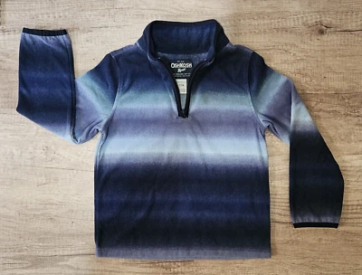 Suéter polar OSHKOSH B'GOSH niños azul a rayas manga larga 1/4 cremallera talla 7 Foto 1 de 4