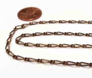 5 Feet Vintage Aged Steel Twisted Paper Clip 2.5mm. Fancy Open Link Chain M157 - Picture 1 of 4