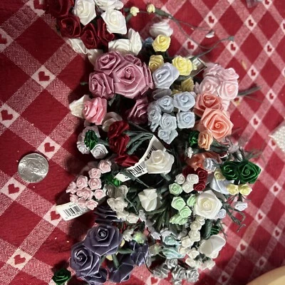 250 Mixed Sizes Open Satin Ribbon Flower Wedding bouquet DIY Scrapbook - Image 1 of 3