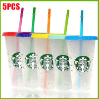 Starbucks Reusable Venti Frosted Cold Cup with Lid and Green Straw 