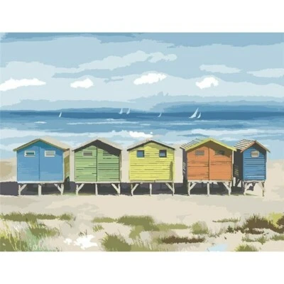 Paint By Numbers Adults kids Beach with houses DIY Painting Kit 40x50CM Canvas - image 1 of 4