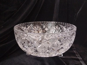 Große Brillantschliff Glasschale mit Fuß, 8,5" x 4 - Bild 1 von 5