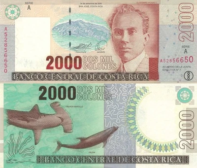 Costa Rica 2000 Colones (14.9.2005) - Shark/Dolphin/p-265e, B547e UNC - Image 1 of 3