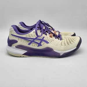 Asics Gel Resolution Women’s Size 9 Cream Purple Athletic Tennis Shoes - Picture 1 of 13